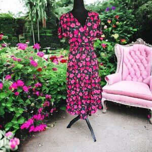 NWOT A COLLECTION XSP Floral Short Sleeve 2 Slit dress